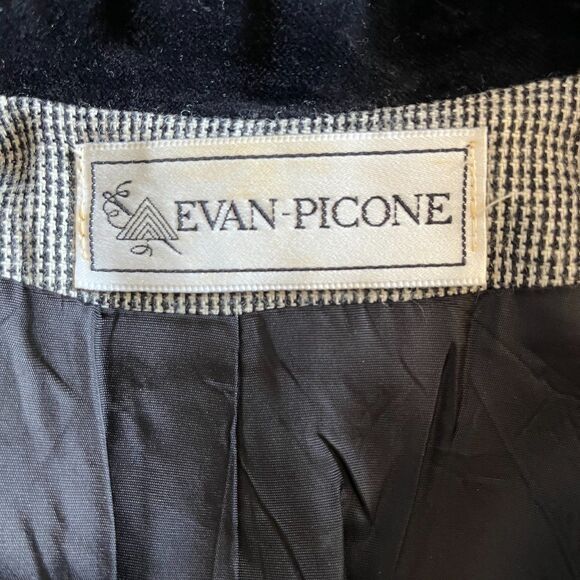 Vintage 80s Black and White Micro Houndstooth Wool Blazer - Picture 4 of 7